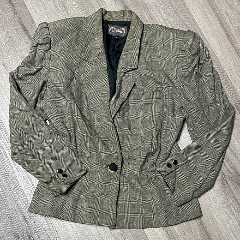 Stirling Cooper London NewYork Women's Classic Plaid Blazer Viscose Rayon sz 12